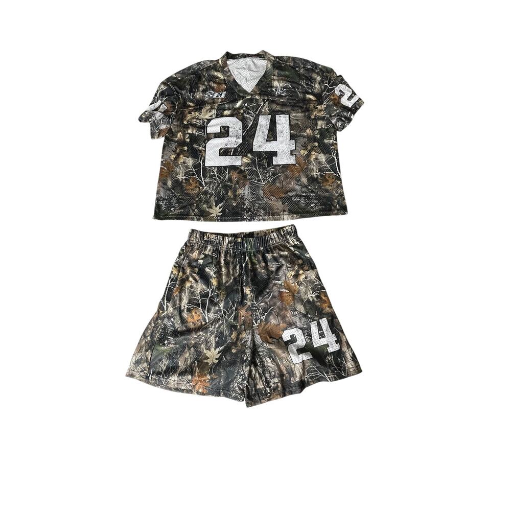 Women's Small Camo 2pc Matching Jersey Set Top & Shorts Athleisure Sporty NWOT